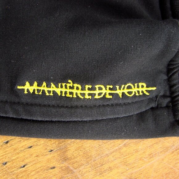 Black Joggers Track Pants Maniere De Voir Yellow Stripes Size Small - Picture 7 of 16